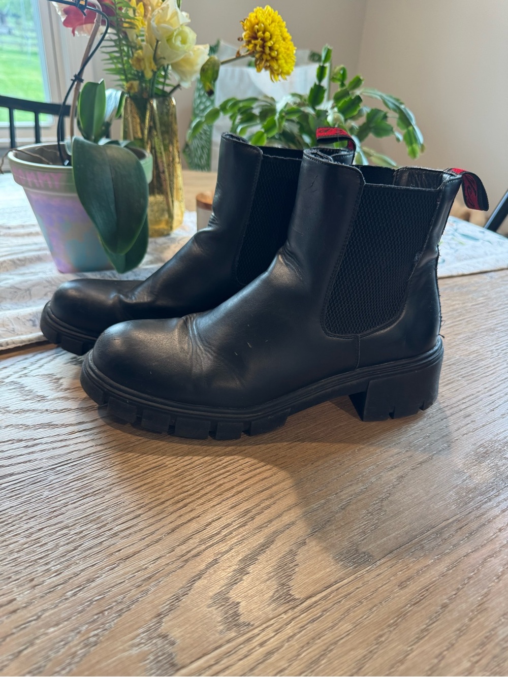 Black Chelsea Lug Sole Ankle Boots
